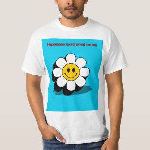 Camiseta La felicidad me queda bien – Gráfico de flor sonri