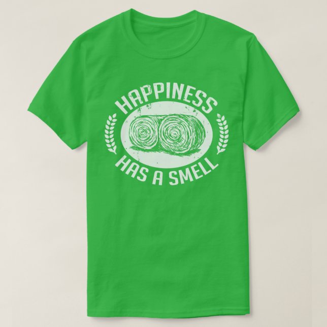 Camiseta LA FELICIDAD TIENE UN OLOR blanco (Diseño del anverso)