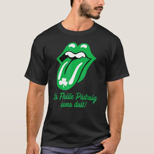 Camiseta Lá Fhéile Pádraig Sona Duit Green Tongue St Patric (Anverso)