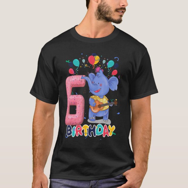 Camiseta La fiesta de cumpleaños del elefante infantil 6 añ (Anverso)