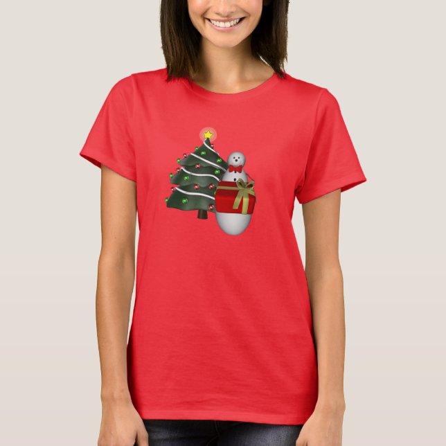Camiseta La fiesta navideña de Snowman Tree (Anverso)