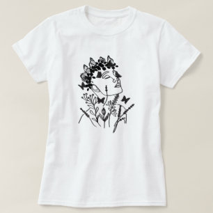 Camiseta La flor de las mujeres deja un retrato de cara de 
