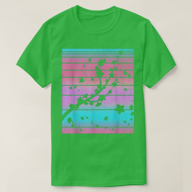 Camiseta La flor rosa de Sakura 80's Art Vaporwave Cherry (Diseño del anverso)