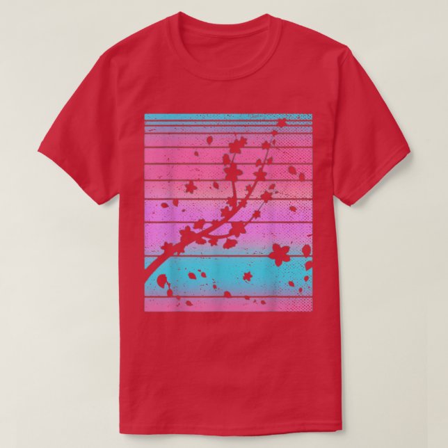 Camiseta La flor rosa de Sakura 80's Art Vaporwave Cherry (Diseño del anverso)