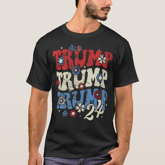 Camiseta La flor vieja de Groovy Trump, regalo de Trump de  (Anverso)