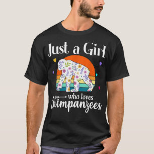 Camiseta La floral chimpancé retro solo un Chica que ama a