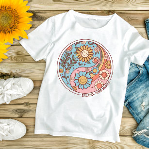 Camiseta La floral de moda de Boho Yin Yang Balance sobre l