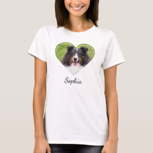 Camiseta La foto de tu mascota en forma de corazón con text