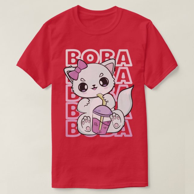 Camiseta La Fox Ártica bebe té de fresa de leche de burbuja (Diseño del anverso)