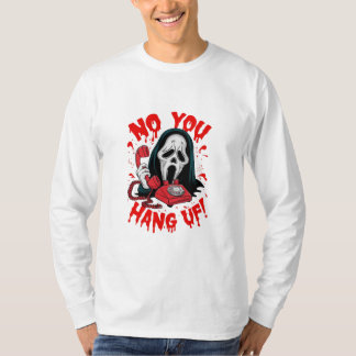 Camiseta la franquicia _Scream_ sostiene un redphone