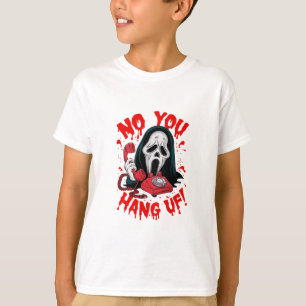 Camiseta la franquicia _Scream_ sostiene un redphone