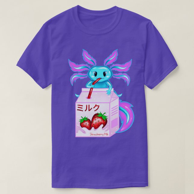 Camiseta La fresa Axolotl sacude la leche Kawaii lindo japo (Diseño del anverso)