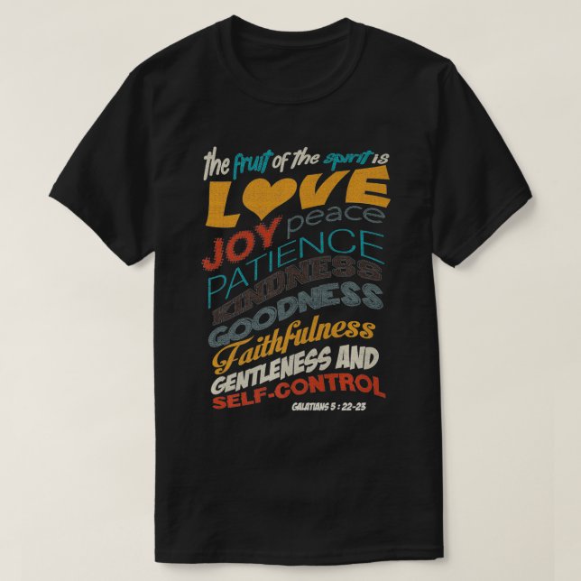 Camiseta La Fruta Del Espíritu De La Biblia Cristiana Verse (Diseño del anverso)