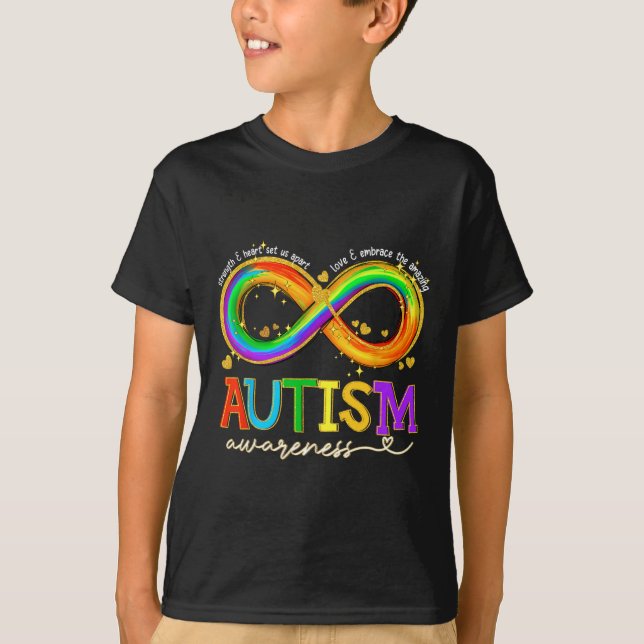 Camiseta La Fuerza De Conciencia Del Autismo Y El Corazón N (Anverso)