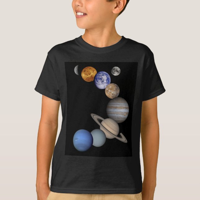 Camiseta La gama de la Sistema Solar nuestros planetas (Anverso)