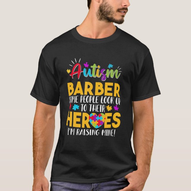 Camiseta La gente del barbero del autismo busca a sus héroe (Anverso)
