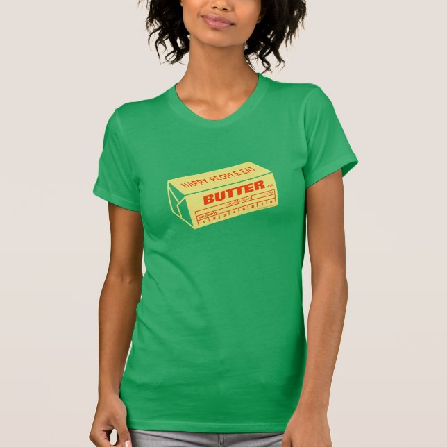 Camiseta La gente feliz come la mantequilla (roja) (Anverso)