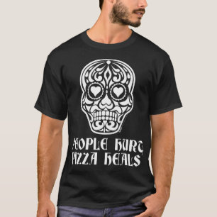Camiseta La gente hiere a Pizza Sugar Heart Skull Anti Vale
