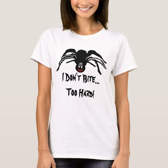 Camiseta La graciosa Personalizado Black Spider no muerde a (Anverso)