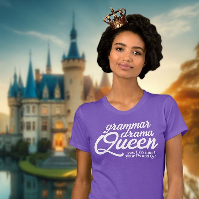 Camiseta La graciosa Reina del drama de la gramática se pre (Funny Grammar Drama Queen Shirt Cover Photo)