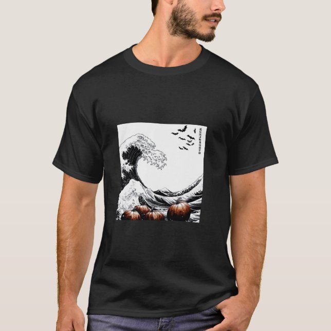Camiseta La gran ola de Hokusai espeluznaba gatos en camise (Anverso)