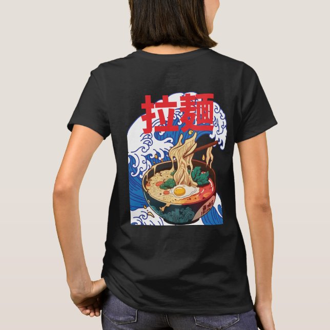 Camiseta La gran ola de Kanagawa ramen (Reverso)