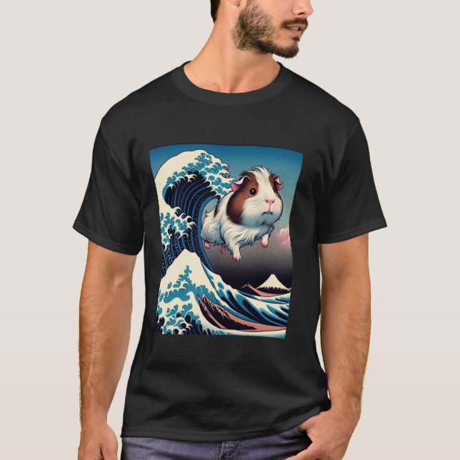Camiseta La gran ola del anime japonés del cerdo guineano e (Anverso)