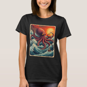 Camiseta La Gran Ola Del Retro De Octopus Kanagawa Anime Ja
