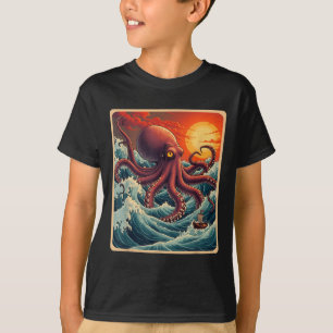 Camiseta La Gran Ola Del Retro De Octopus Kanagawa Anime Ja