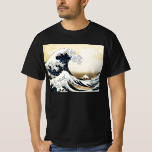 Camiseta La Gran Ola Frente a Kanagawa Hokusai, arte japoné