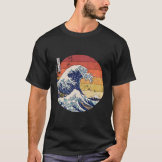Camiseta La gran ola Kanagawa Hokusai Hombres Retro Japones