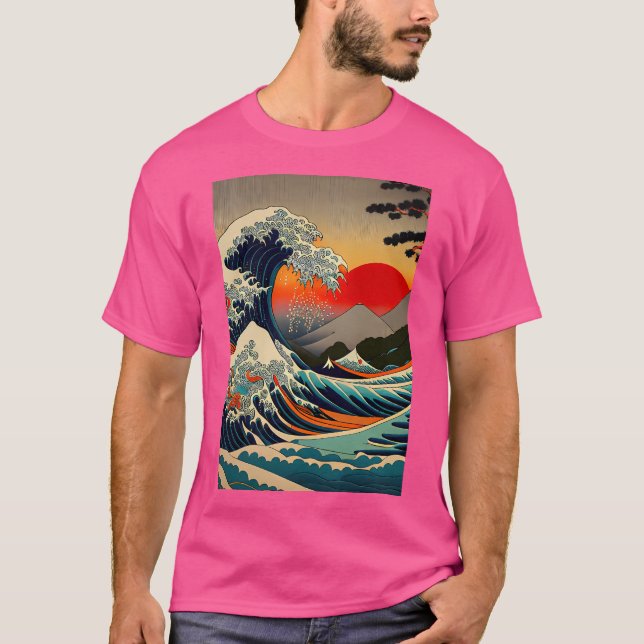Camiseta La Gran Oleada De Kanagawa En El Dusk Activo (Anverso)