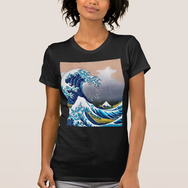Camiseta La gran onda de la alta resolución estupenda de (Anverso)
