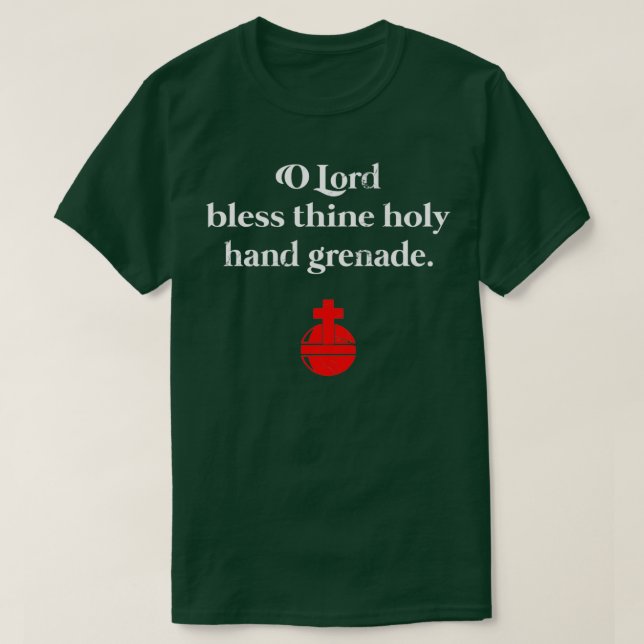 Camiseta La granada de mano sagrada bendiciendo la comedia  (Diseño del anverso)