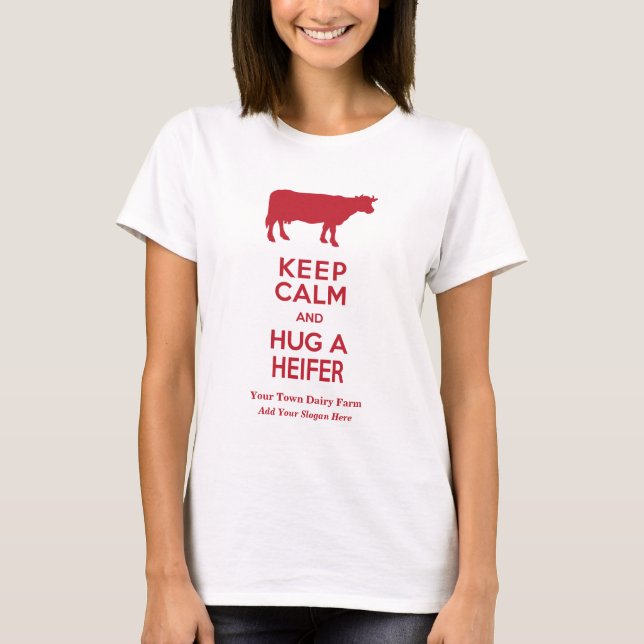 Camiseta La granja lechera guarda calma y abraza a amantes (Anverso)