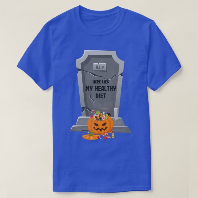 Camiseta La Grasona Funny Aquí Miente Mi Hallowe Saludable  (Diseño del anverso)