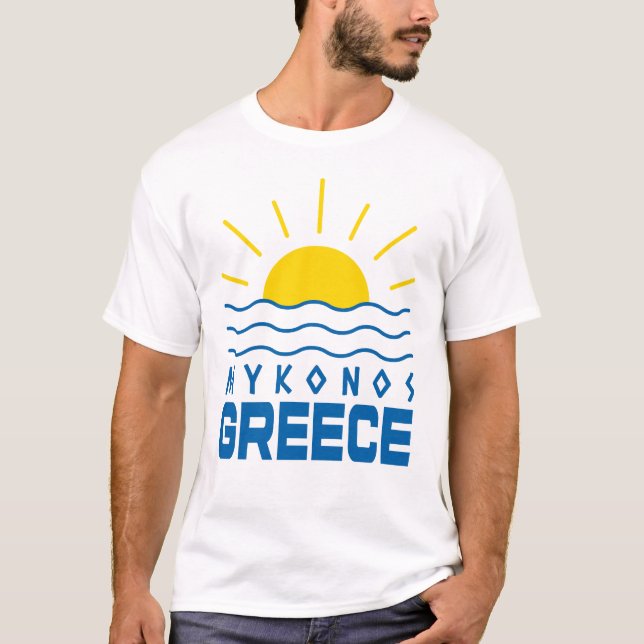 Camiseta La Grecia de Mykonos Sunshine y el blanco de los h (Anverso)