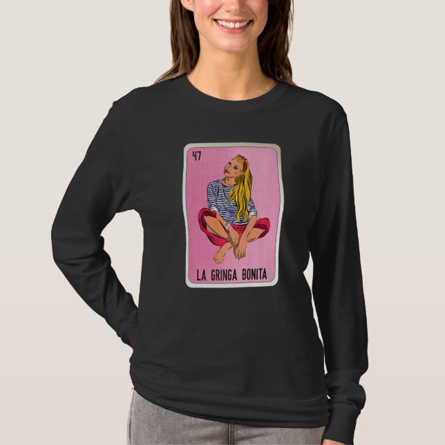 Camiseta La Gringa Bonita Mexican Slang Lottery Bingo Cards (Anverso)