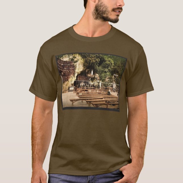 Camiseta La gruta de Notre Dame, Lourdes, los Pirineos, (Anverso)