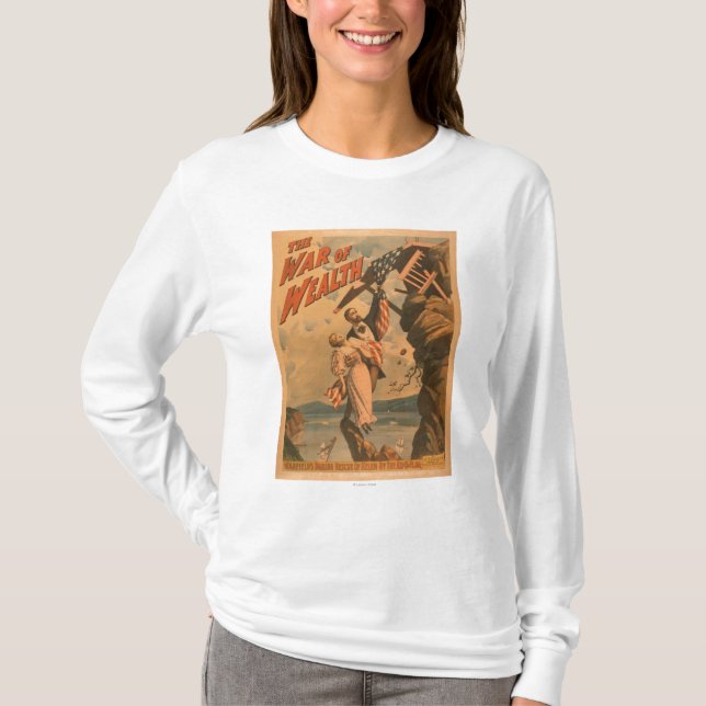 Camiseta La guerra del poster de teatro de la riqueza (Anverso)