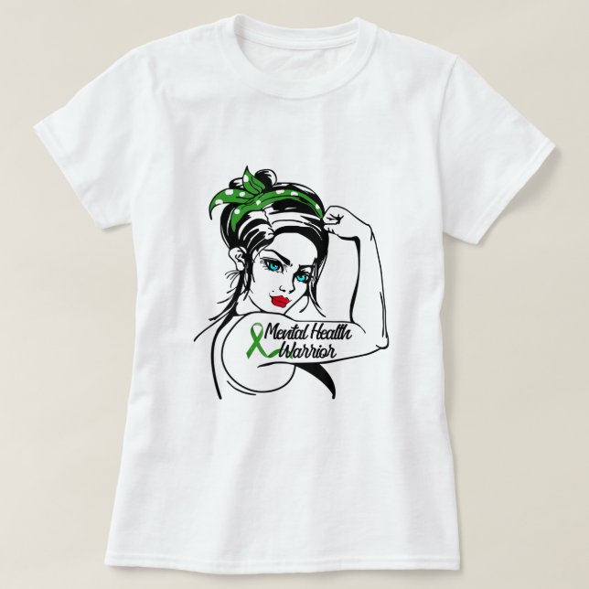 Camiseta La guerrera de salud mental Rosie The Riveter Pin  (Diseño del anverso)