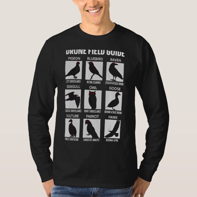 Camiseta La guía de campo de los pájaros drones que no son  (Anverso)