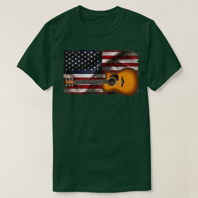 Camiseta La guitarra 4 de julio entrega la bandera estadoun (Diseño del anverso)
