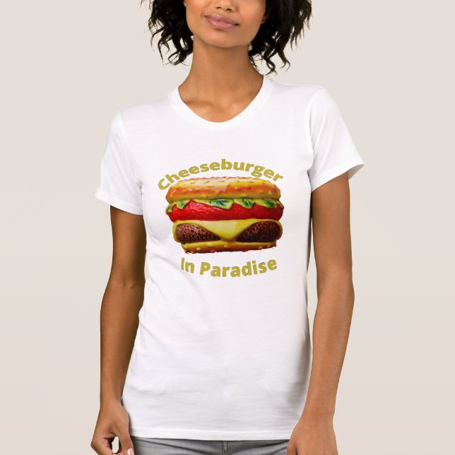 Camiseta La hamburguesa de queso divertida en el paraíso (Anverso)