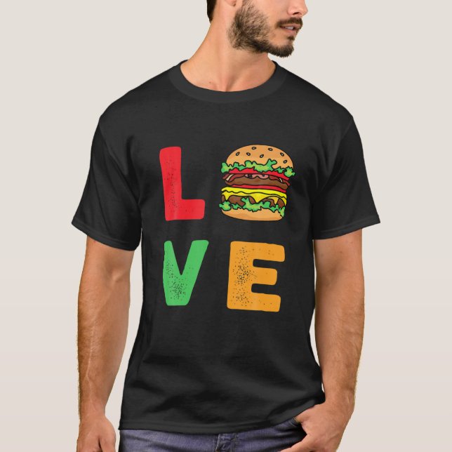 Camiseta La hamburguesa es mi amor gracioso El día de San V (Anverso)