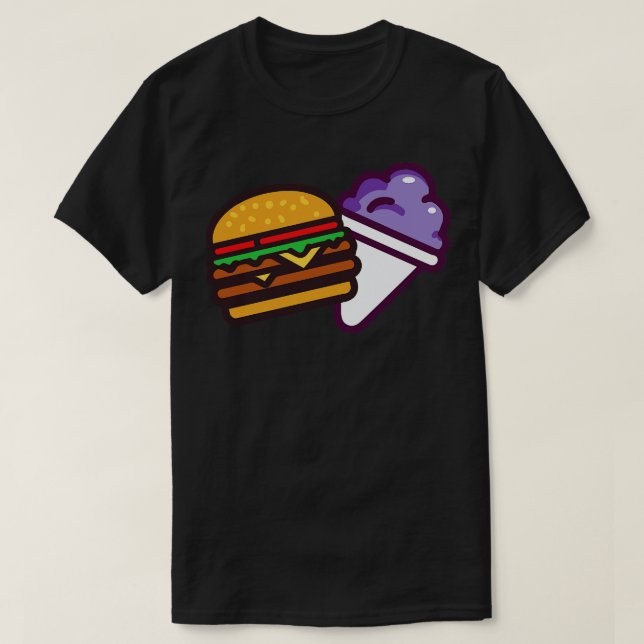 Camiseta La hamburguesa y un cono de nieve de uva (Diseño del anverso)