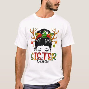 Camiseta La hermana Claus Messy Bun Wink Navidades Decoran