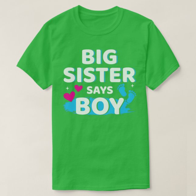 Camiseta La hermana de revelación de género dice que el niñ (Diseño del anverso)