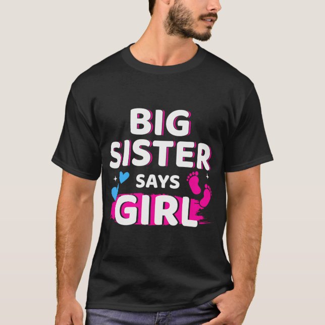 Camiseta La hermana reveladora de género dice que el Chica  (Anverso)