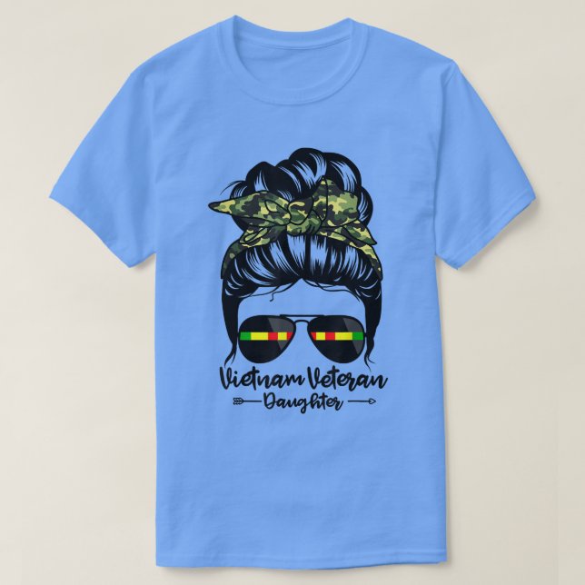 Camiseta La hija veterana de Vietnam se va Bun Hair gracios (Diseño del anverso)
